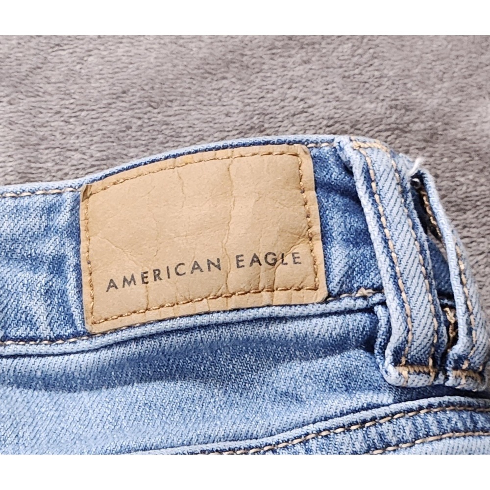 American Eagle Jeans Womens 4 Blue Super High Rise Baggy Wide Leg Cargo 90s VTG - Picture 7 of 11
